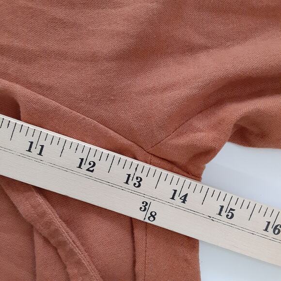 Liz Claiborne Wide Leg Jumpsuit Linen Blend Button Front Terracotta Womens L - Picture 10 of 11